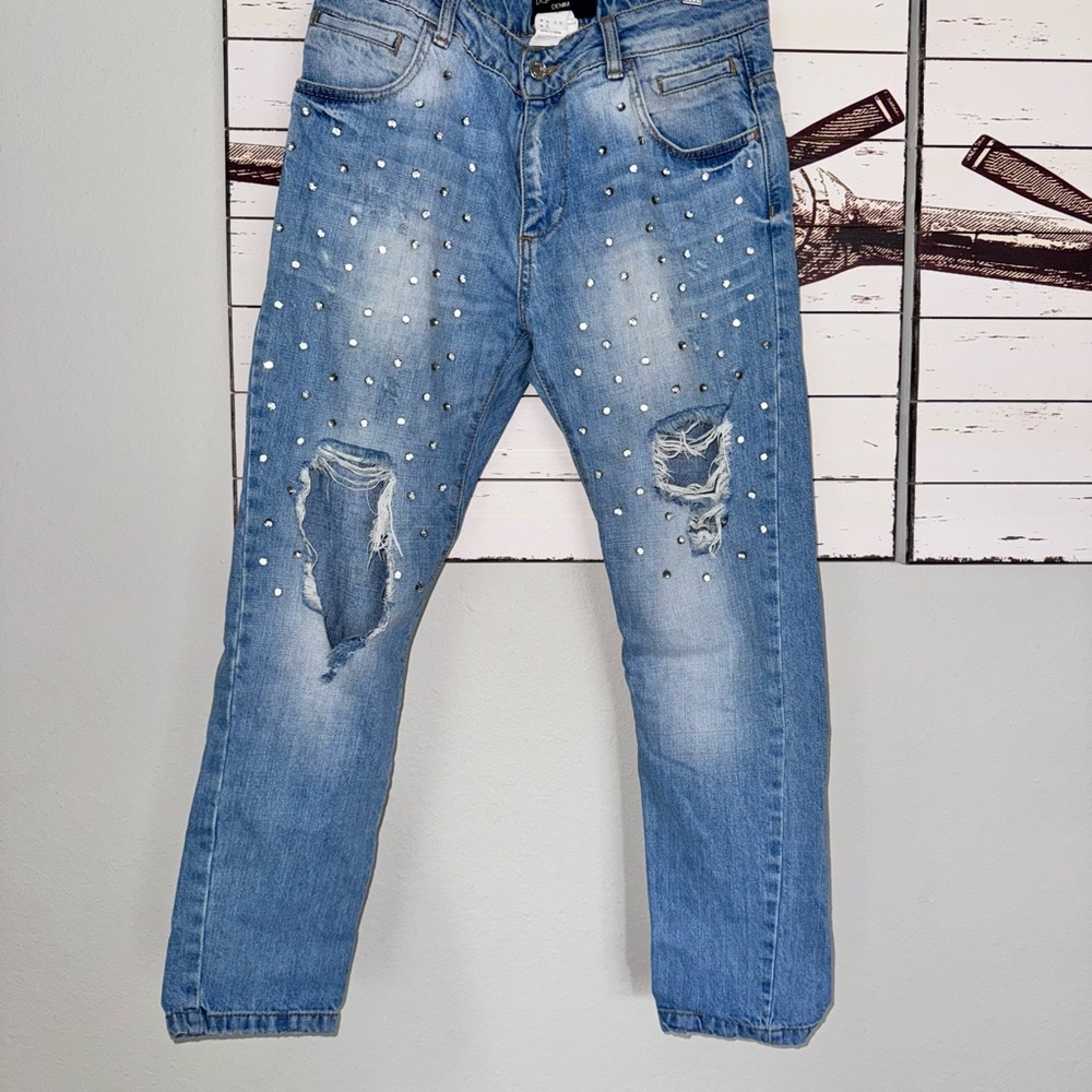 Dolce & Gabbana Light Blue Studded Jeans